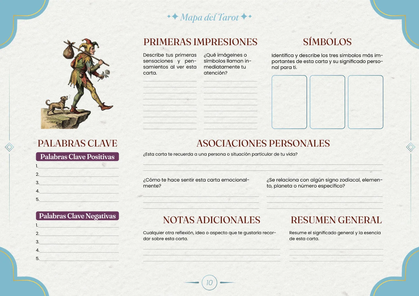 La página de práctica — El Loco (Arcano Mayor)